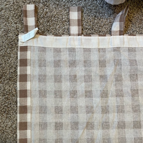 Vintage brown and white gingham plaid Sears curtains set of two 87”x 63” - Picture 5 of 7